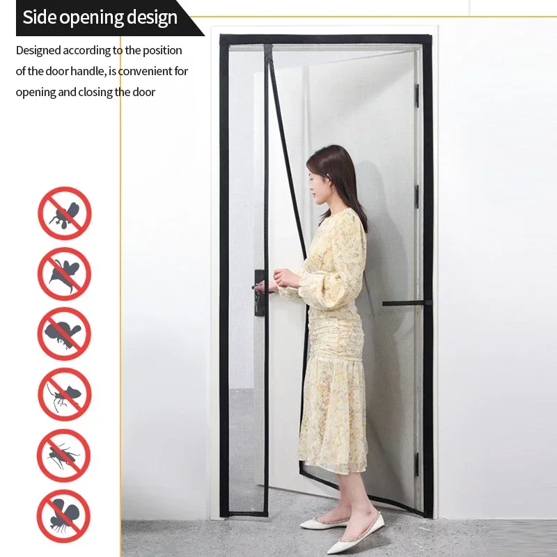 Summer Magnetic Door Curtain Anti Mosquito Net Fly Insect Proof Door Screen Self-adhesive Breathable Mesh Bedroom Protector