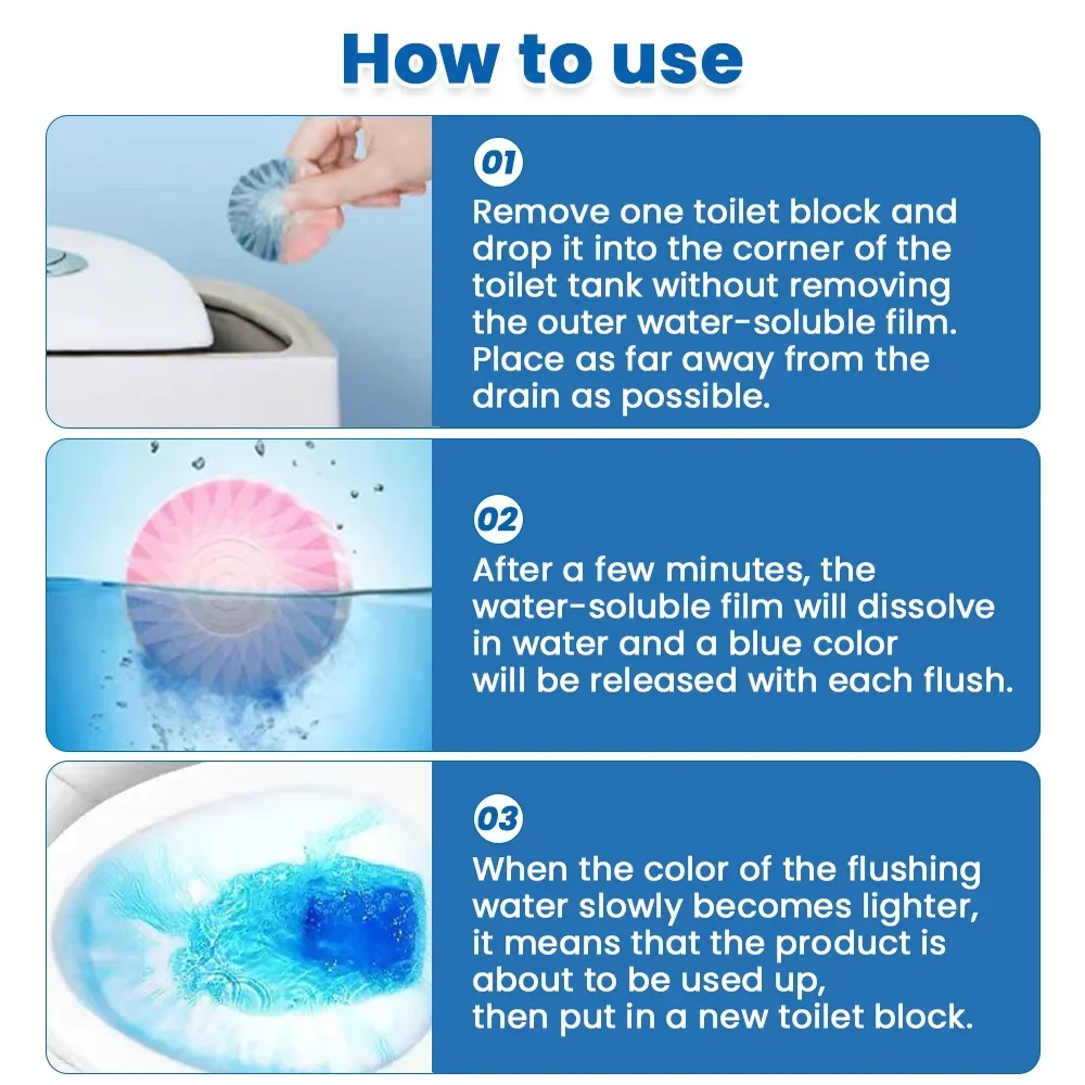 Toilet Bowl Cleaner Drain Tank Rose Fragrance Tablet Freshener Deodorization Stain Remover House Bathroom Cleaning Agent Product