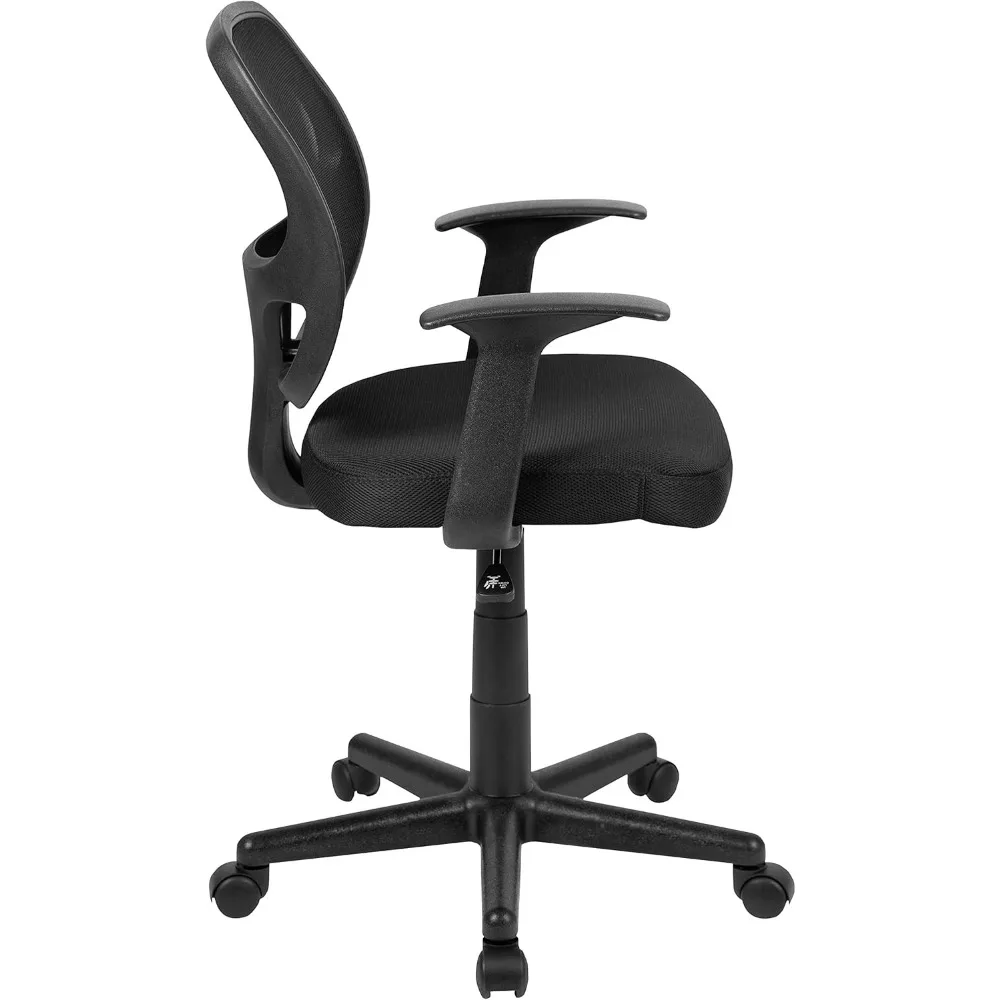 Flash Furniture Flash Fundamentals كرسي مكتب مريح شبكي أسود متوسط الظهر مع أذرع