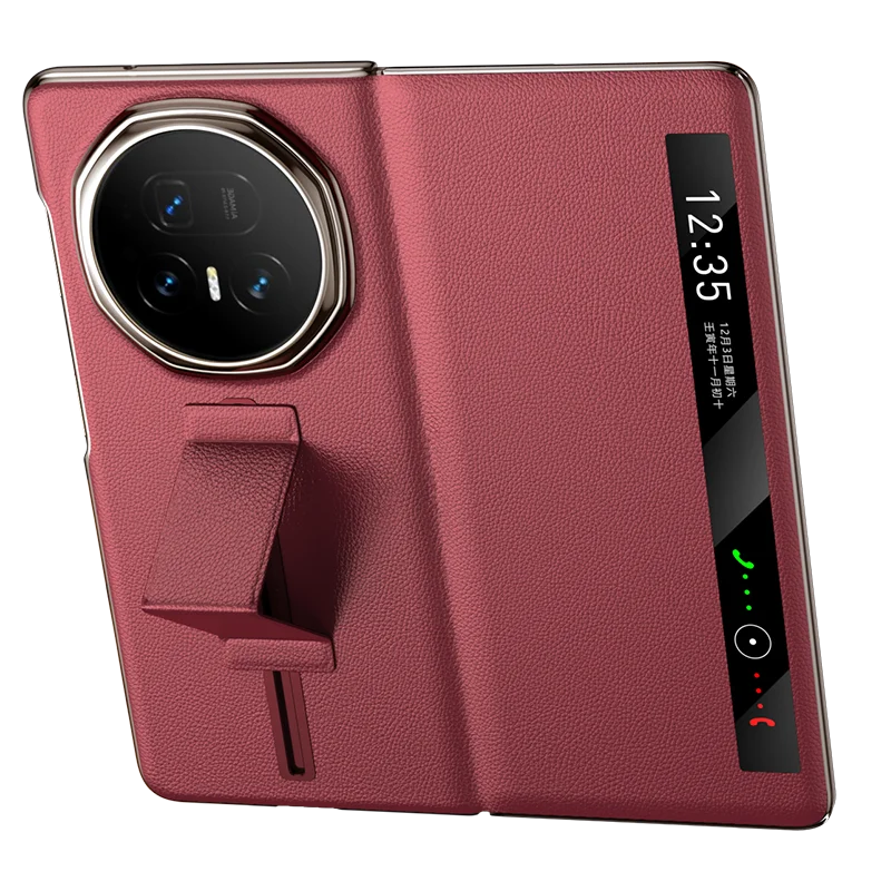 

LANGSIDI умный флип-чехол для Honor Magic V5, магнитный ремешок на запястье, скользящая подставка, роскошная кожаная задняя крышка для телефона