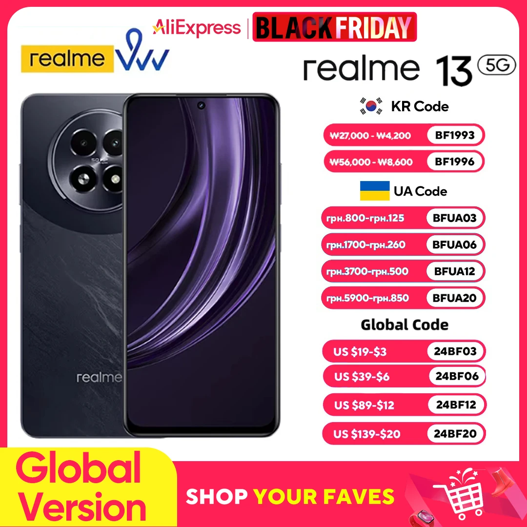 Russian Version realme 13 5G Smartphone 6.72 120Hz Display 50MP OIS Camera 120Hz Display 45W Fast Charge 5000mAh Battery IP64