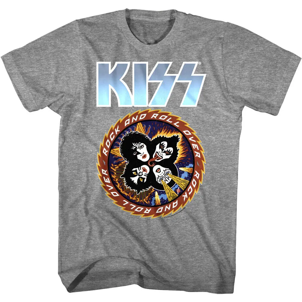 Kiss Rock Roll Over Cartoon Band Men's T Shirt Circle Concert Tour Music Merch