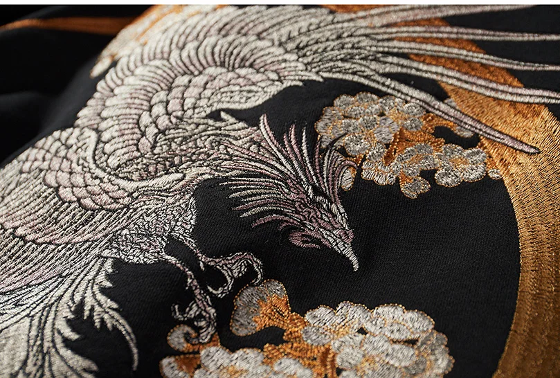 Unisex Sukajan Hoodie für Männer und Frauen, Drachen- und Phönixmuster, Stickerei, Baumwollpullover, lockerer, lässiger Street-Sweatshirt, TopsA1 – Detail 9