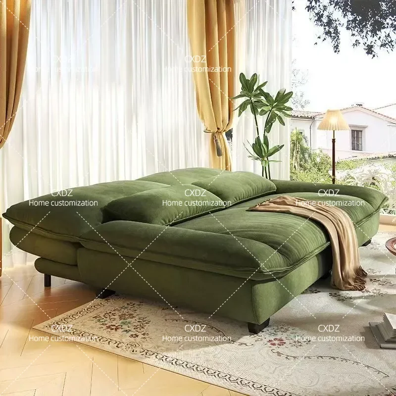 Folding Sofa Bed Multi Functional Cream Style Small Apartment Cloud Fabric Lazy Double Sofa Integrated Dual Purpose