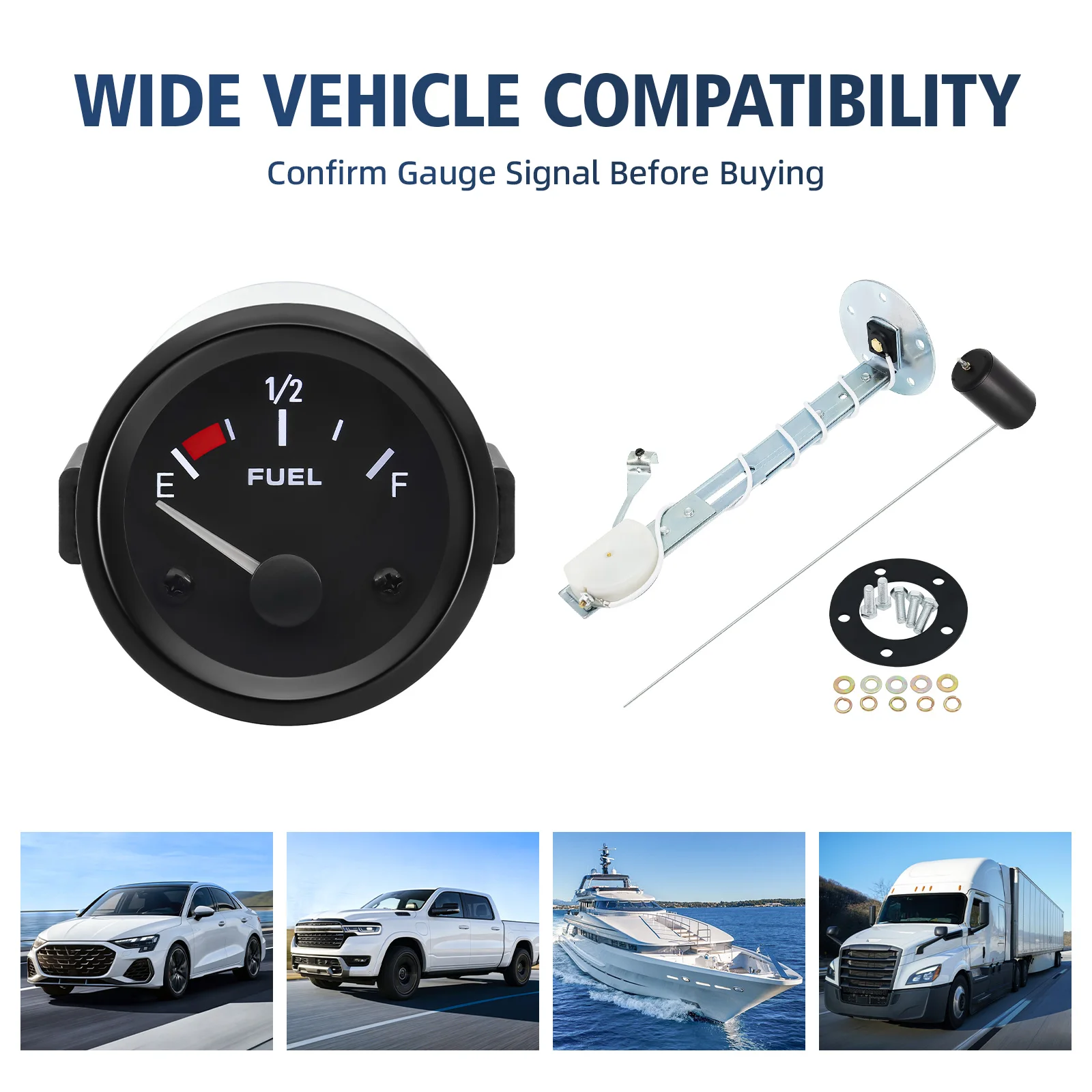 52mm Universal Car Fuel Gauge Fuel Level Gauge+Oil Float Sensor 240-33OHM Pointer Water Tank Indicator Auto Car Boat customized - view 3