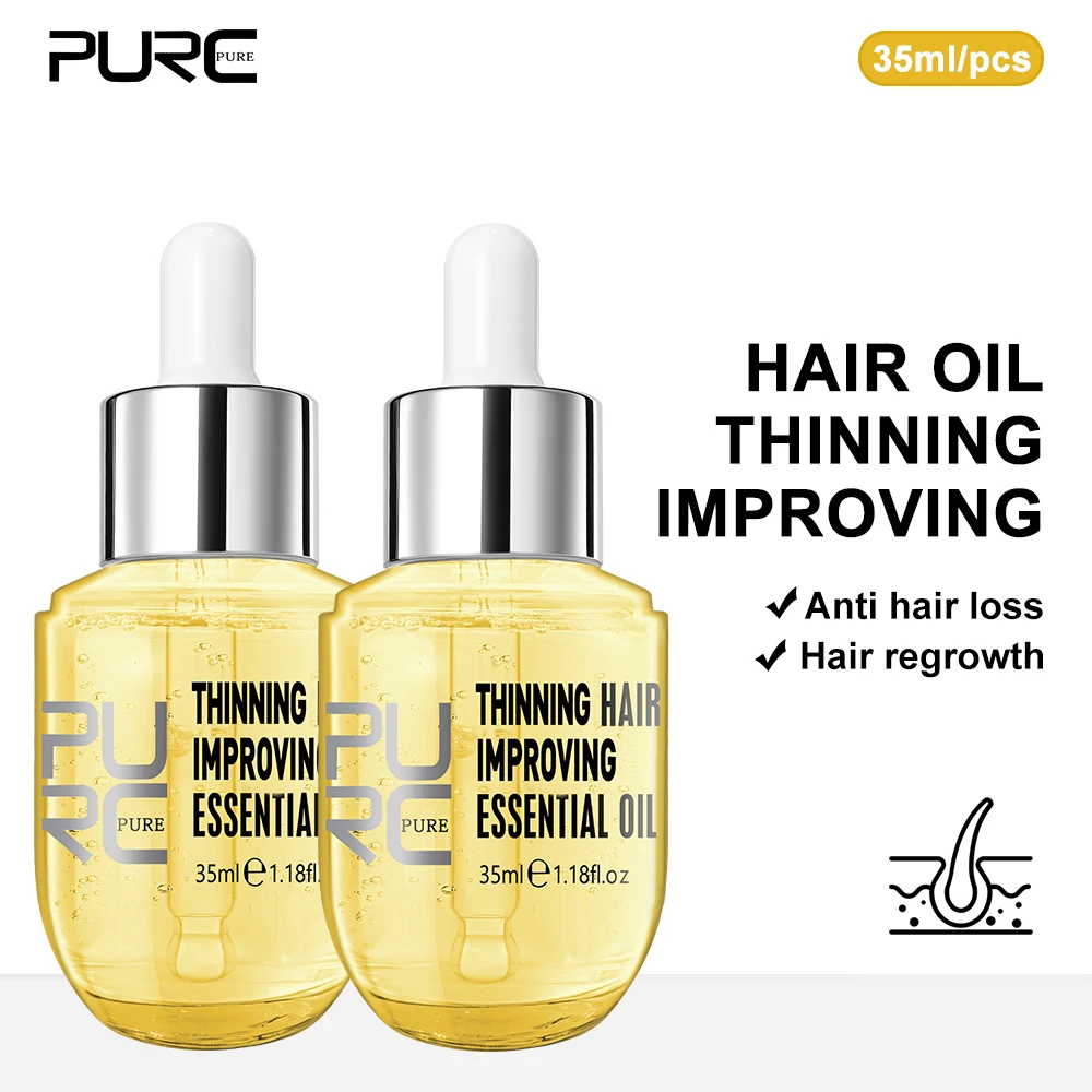 

2 PCS/Set Hair Growth Oil Men Women Ginger Fast Regrowth Essence Anti Hair Loss Scalp Treatment Thicken Grow Hair Care Products