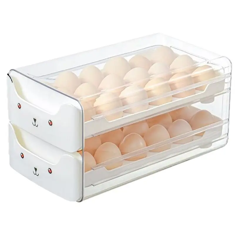 Egg Storage Container for Refrigerator  Double Layer Stackable Basket Egg Storage Container for Fridge Egg kitchen  Organizer