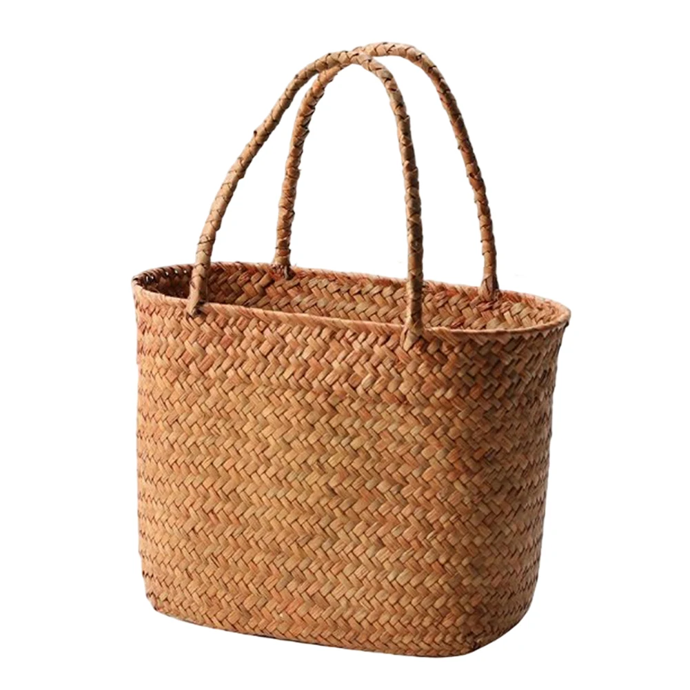 Handwoven Picnic Basket with Reinforced Handle for Carrying Food Containers Utensils and Other Essentials to Any Location