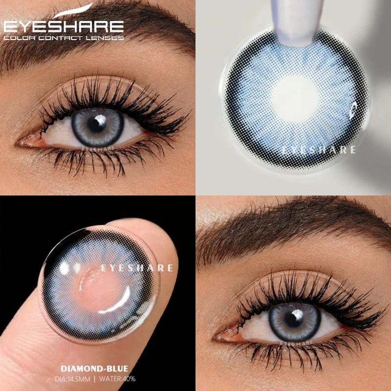 EYESHARE Natural Colored Contacts Lenses for Eyes 2pcs Blue Colored Contacts Beautful Pupils Yearly Eyes Brown Cosmetic Contacts