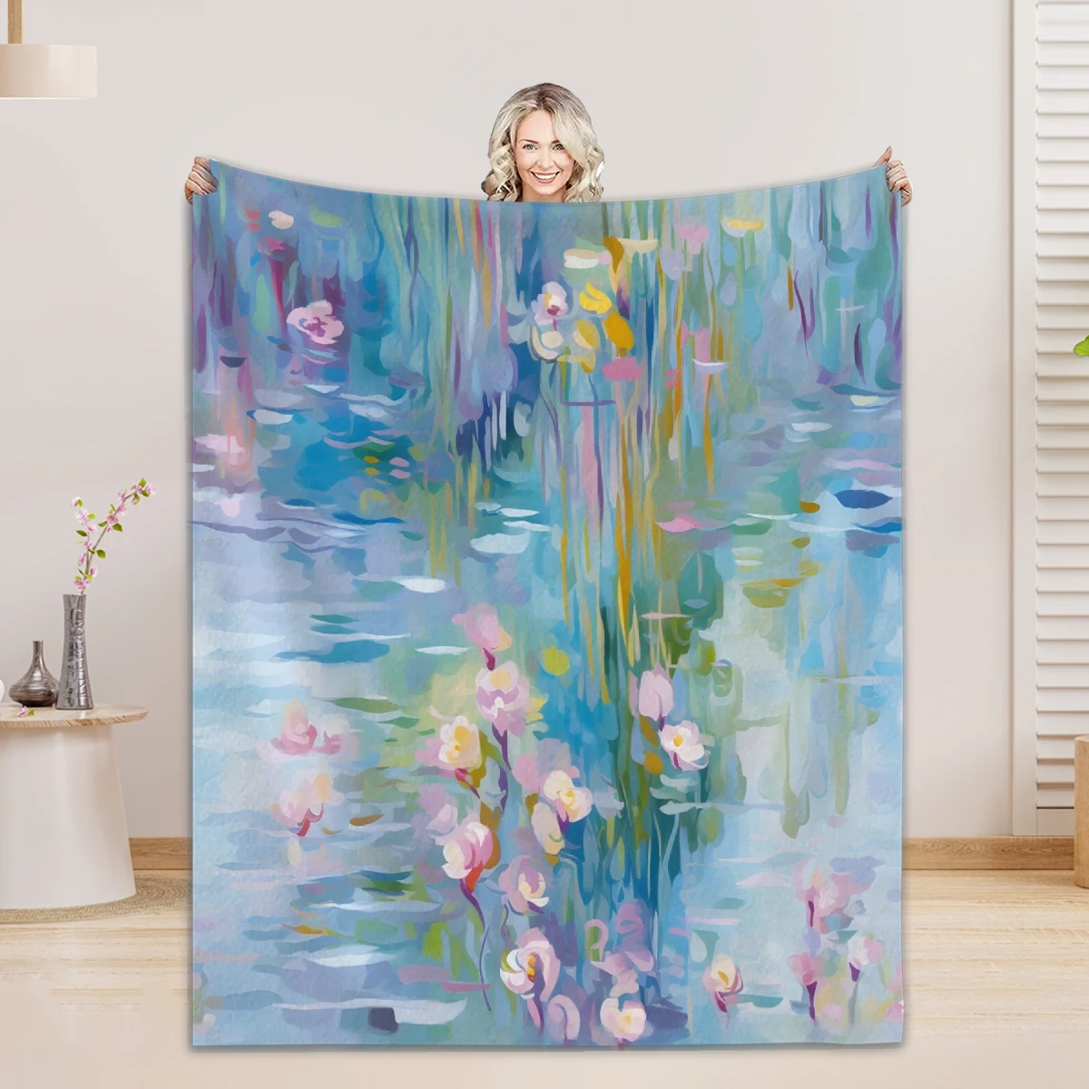 

Beautiful Floral Flannel Blanket 3D Printed Blanket For Office Home Camping Nap Leisure Blankets Birthday Gifts For Home Decor