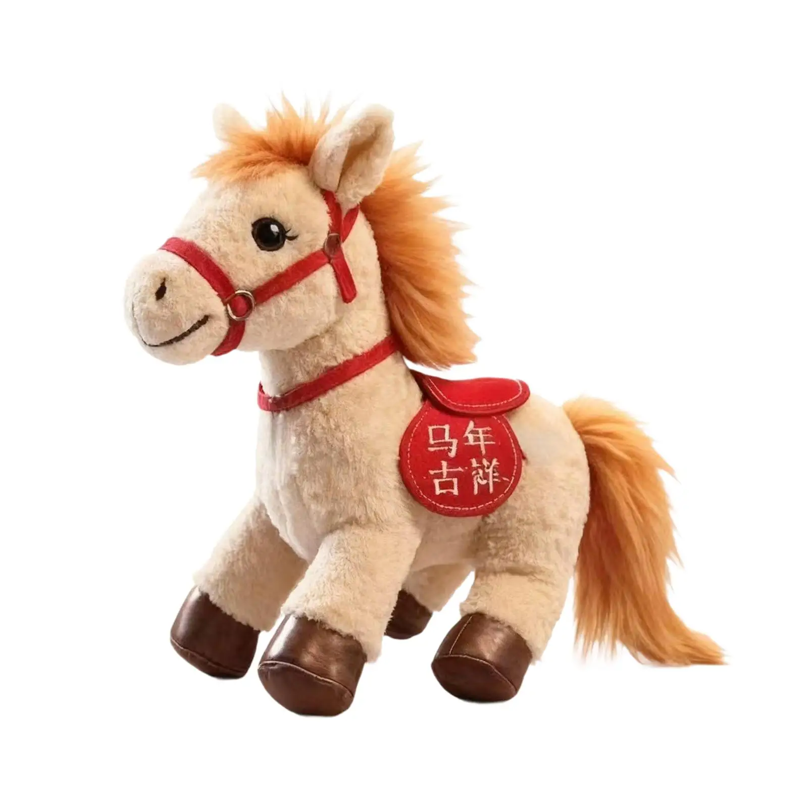 Horse Plush Stuffed Animal Toy PP Cotton Adorable Plushie Blessing Ornament for Child Birthday Spring Festival Decor