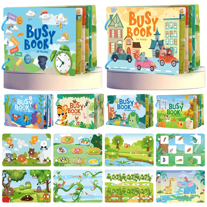 Libro de actividades de aprendizaje interactivo para niños, juegos de letras y números a juego, pegatinas de animales, capacidad práctica TMZ