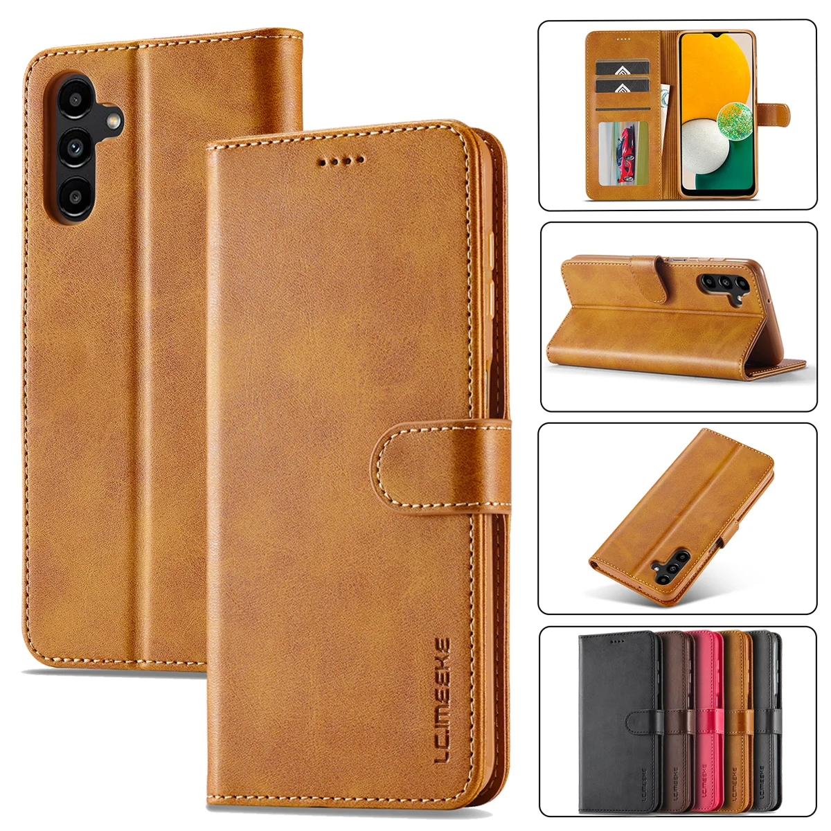 Leather Flip Case for Samsung Galaxy A17 A37 A57 A15 A35 A55 A16 A36 A56 A07 A26 A06 A05S A14 A34 A54 A13 A33 A53 Wallet Cover