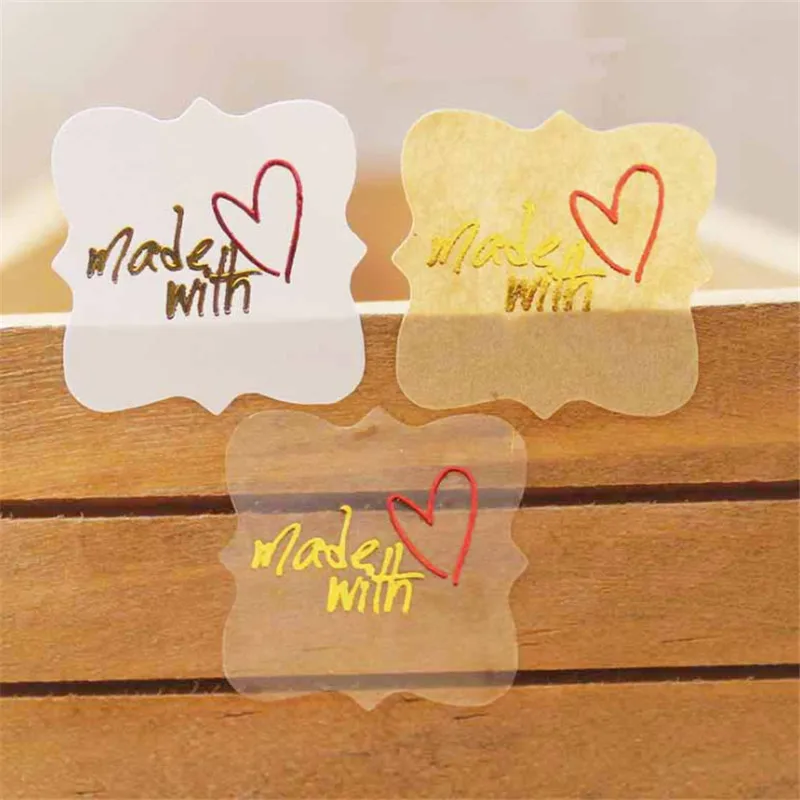 100pcs/Lot handmade with love irregular Seal stickers Baking gift Decorative Sticker