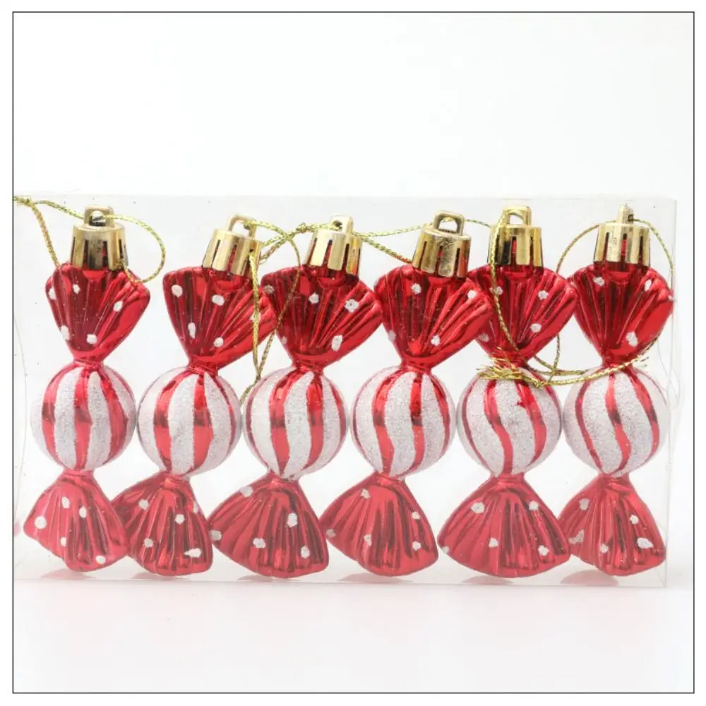 6pcs Portable Plastic Christmas Hanging Decoration Candy Electroplated Xmas Ornament Ball Multicolor Red Gold Xmas Baubles
