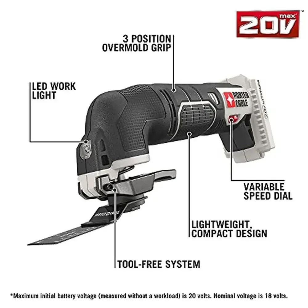 

20V MAX Oscillating Tool 11-Piece Accessories Tool Only Adjustable Speed LED Work Light Overmold Grip High Performance Platform