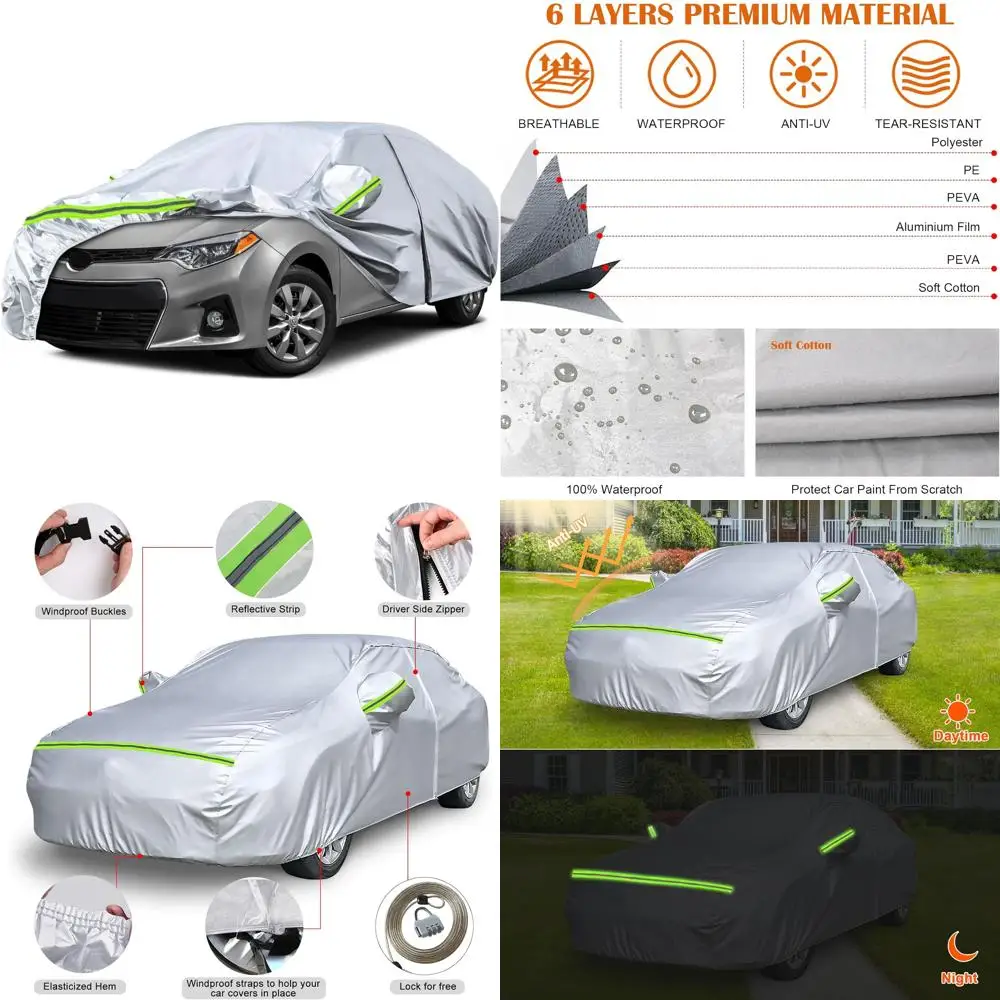 

Всепогодный индивидуальный автомобильный чехол для седанов, модель 2004-2025 лет, 6-слойный водонепроницаемый чехол с молнией двери и защитой от атмосферных воздействий