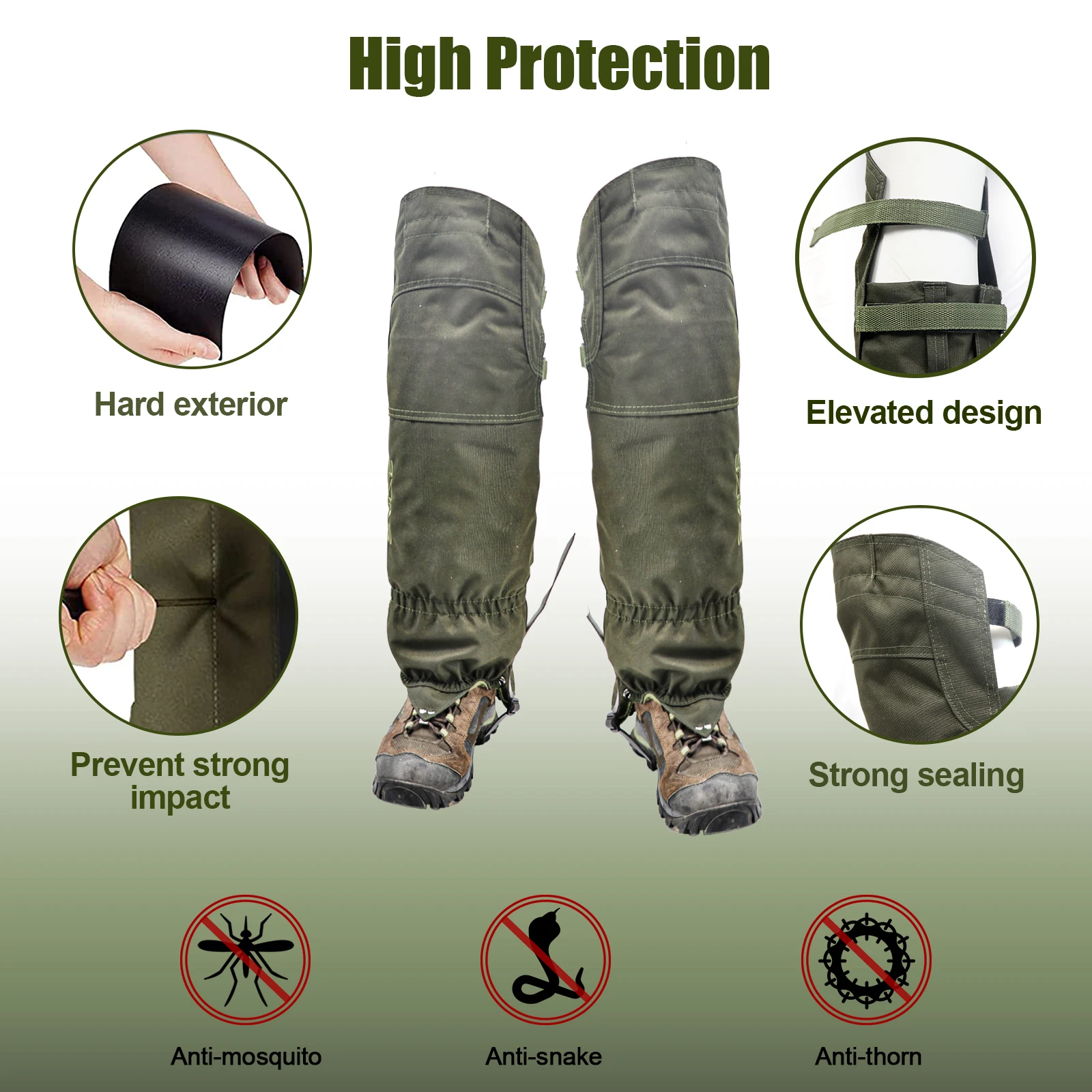 Taktische Beinmanschetten Wasserdichter Oxford-Stoff Knie-Beinschutz Reißfest Verstellbar Atmungsaktiv Outdoor-Schuhüberzug für die Jagd – Detail 3