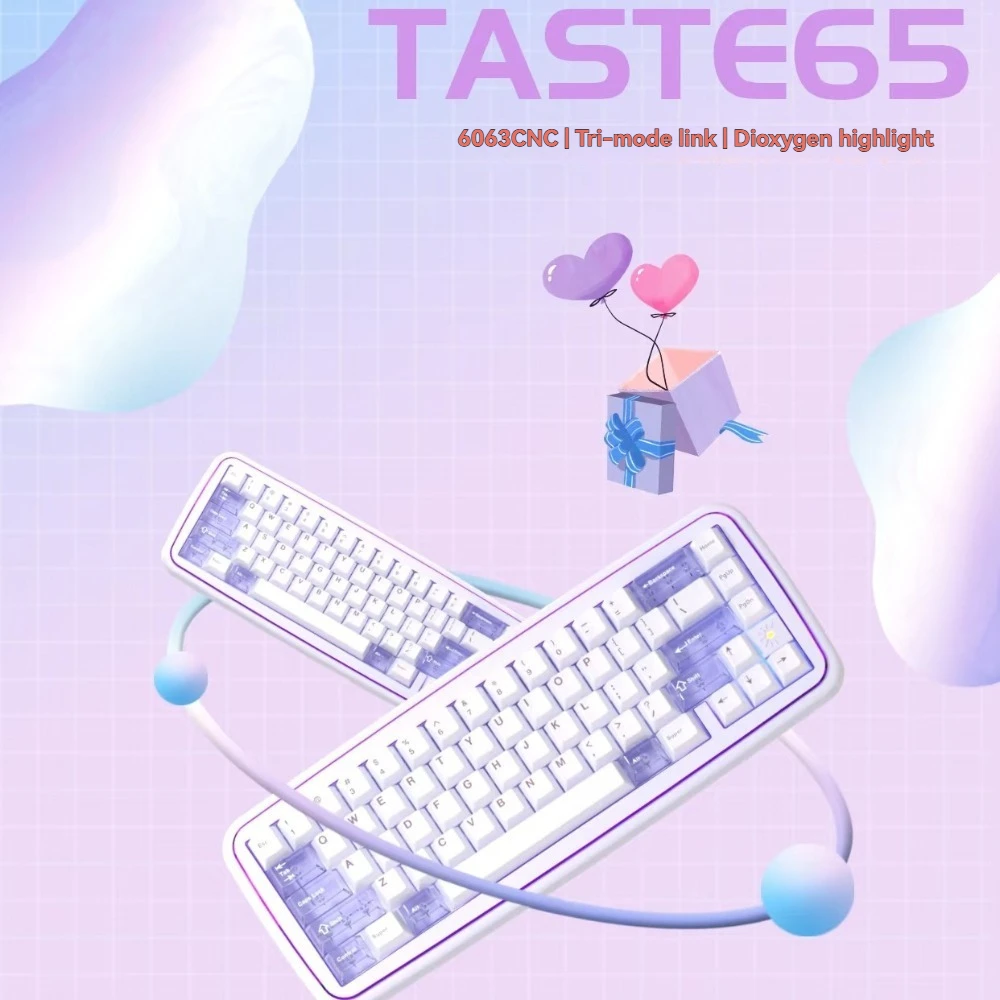 

TASTE65 Mechanical Keyboard Kit Wireless Tri-mode Gasket HotSwap RGB Custom CNC Aluminum Shell Office Gaming Mechanical Keyboard