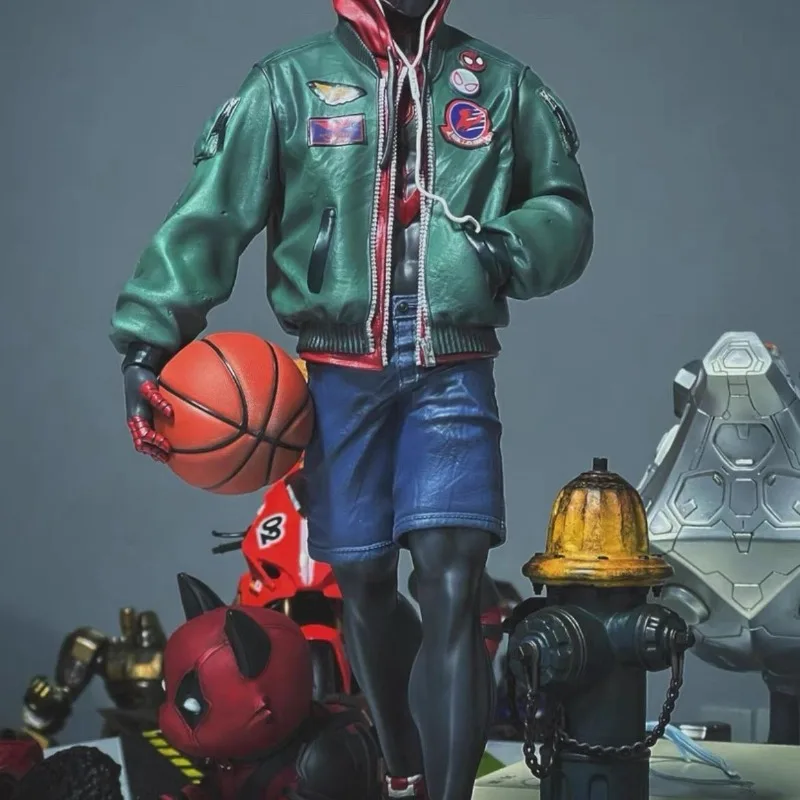 44cm os vingadores figura homem-aranha: no verso-aranha anime coleção modelo resina ornamentos de mesa crianças brinquedos