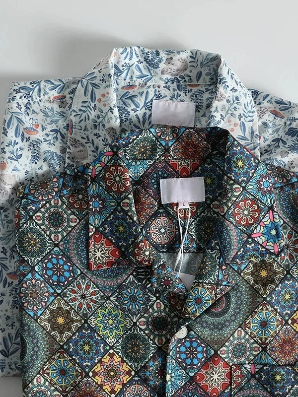 

n Sle Hawaii Beach Floral Print ort Sve irt Cuban Collar ex Summer Breathable Loose Fit Youth Faion