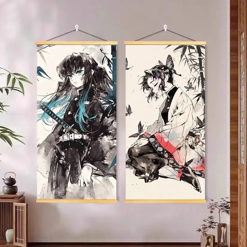 

Demon Slayer Anime Wall Art Canvas Hanging Painting Solid Wood Bedroom Dorm Decor Poster