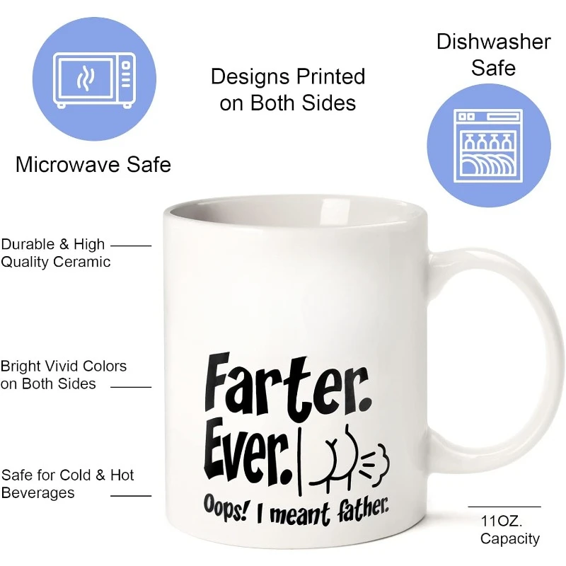 Fathers Day Funny Gifts for Dad Husband Him from Daughter Son Wife - 11 OZ Ceramic Coffee Mug - Stocking Stuffers