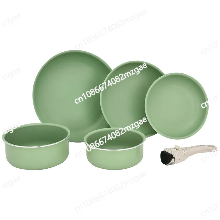 

Small Household Milk Pot, Soup Pot, Frying Pan, Detachable Handle, Aluminum Pot, Six Piece Set, Customized