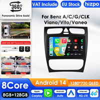 Hizpo  Android 14 Car Multimedia Player For Mercedes-Benz A W168 C W203 G W463  GPS Carplay 4G AI Intelligent Screen 360Cam