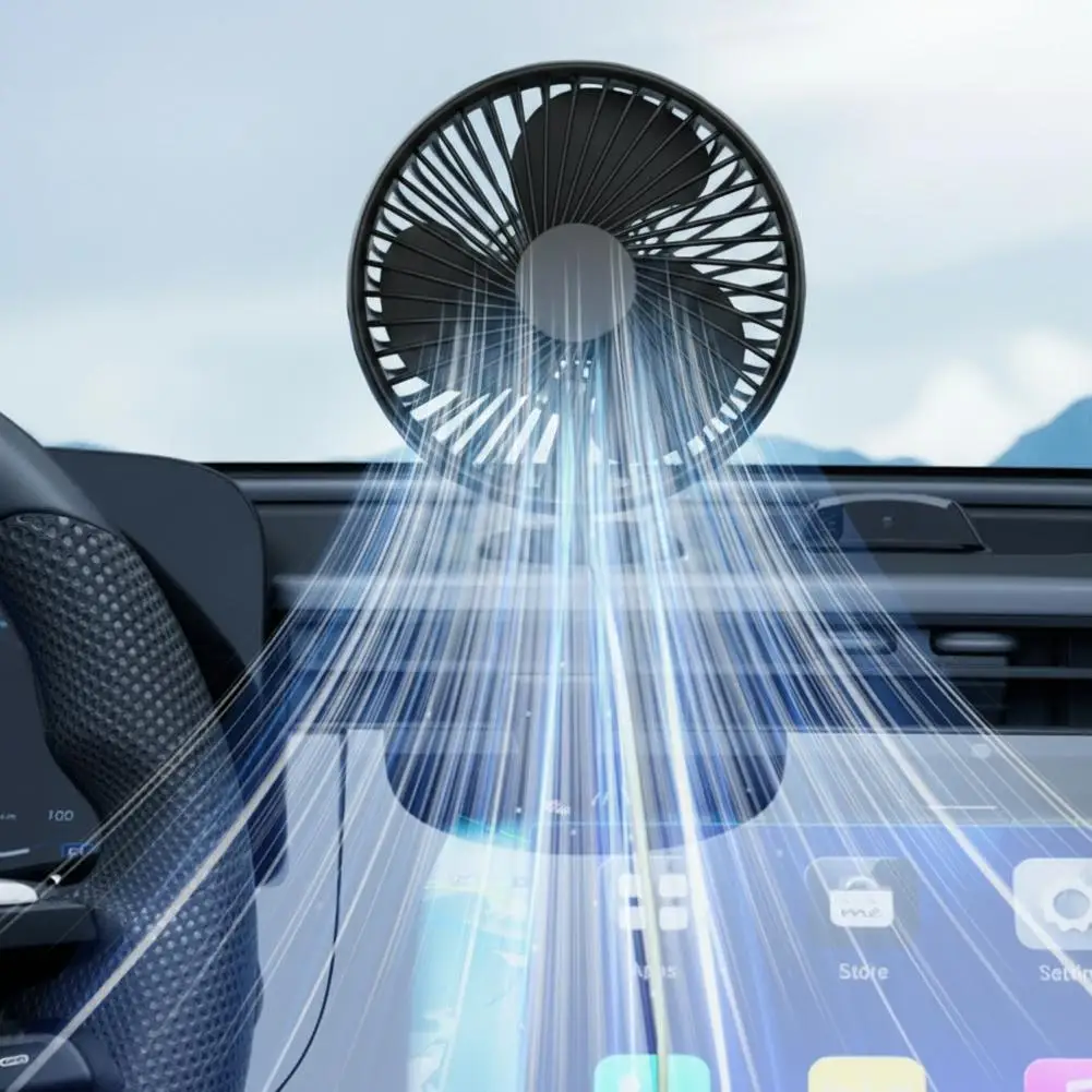 Car Dashboard Cooling Fan With Suction Cup Single Head Fan 360 Degree All-Round Auto Cooler For Vehicle Home