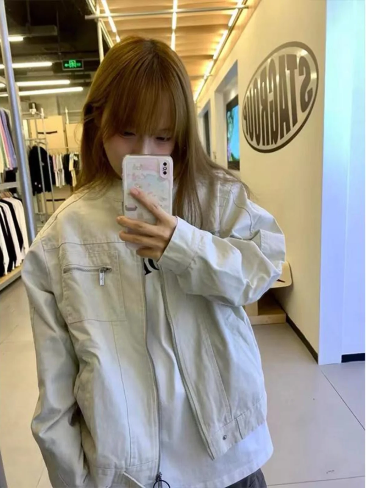 

Женские осенние бейсбольные куртки оверсайз, свободного кроя, эластичные, в стиле сафари, глянцевые, водоотталкивающие, повседневные, с отложным воротником, в стиле K-pop, с узором «рыбья кость»