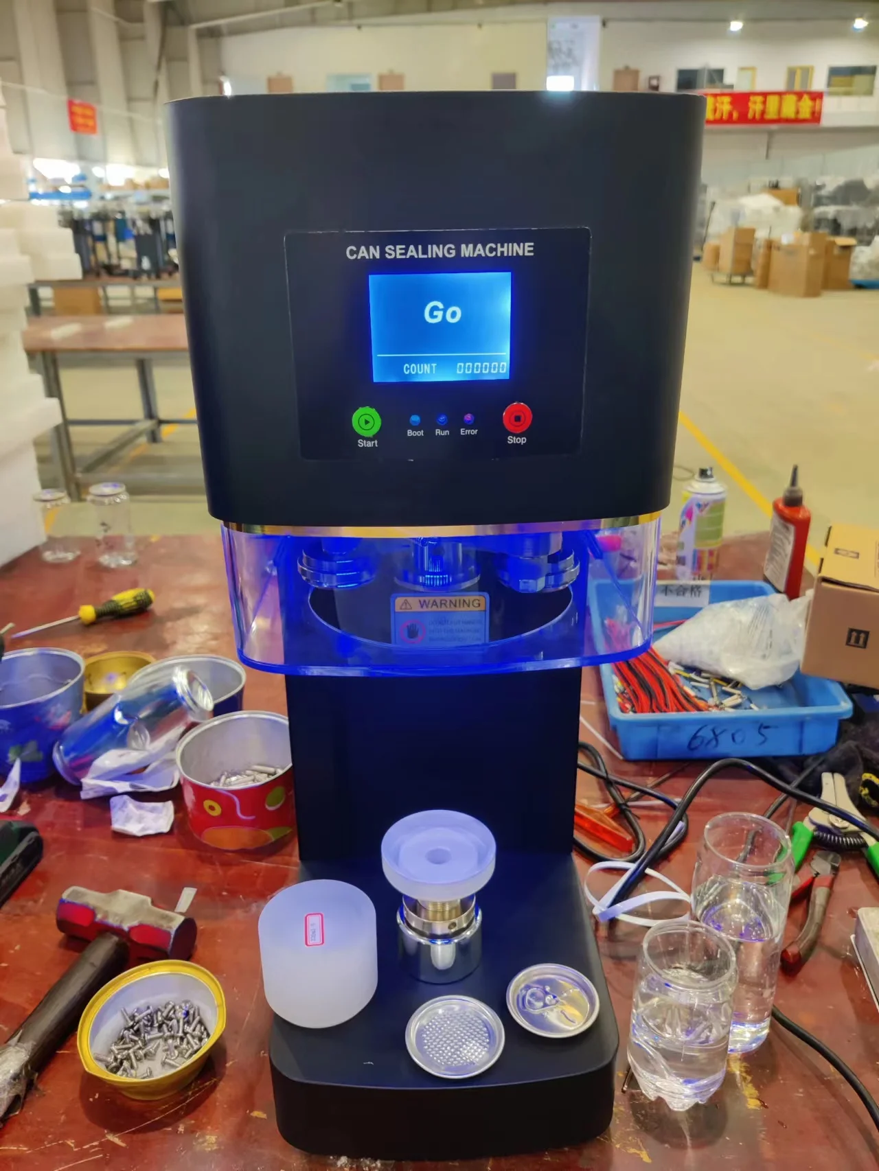 

New Technology Full Automatic Intelligent Can Sealing Machine Non Rotary Plastic PET Tin Jar Beer Cans Seamer Size Customized