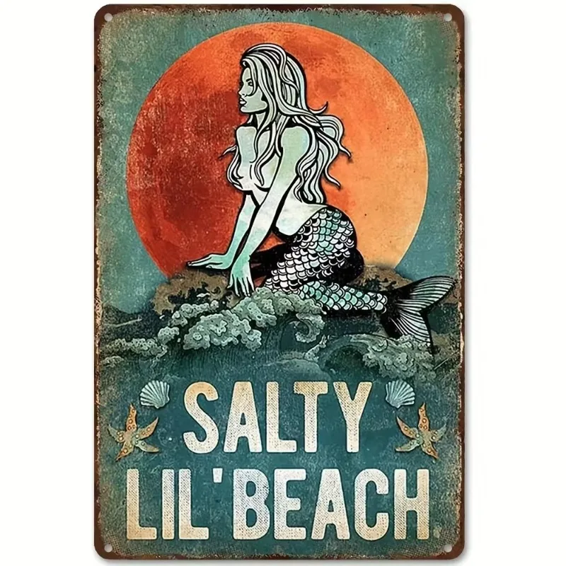Потертая вывеска русалки (тематика «Селительский пляж»): прочный утюг, простота установки — идеальный новогодний и пасхальный декор для баров