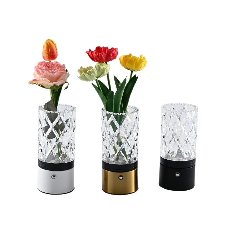 Charging Vase Atmosphere Metal Acrylic Creative Night Light Touch Living Room Crystal Light Decorative Desk Lamp