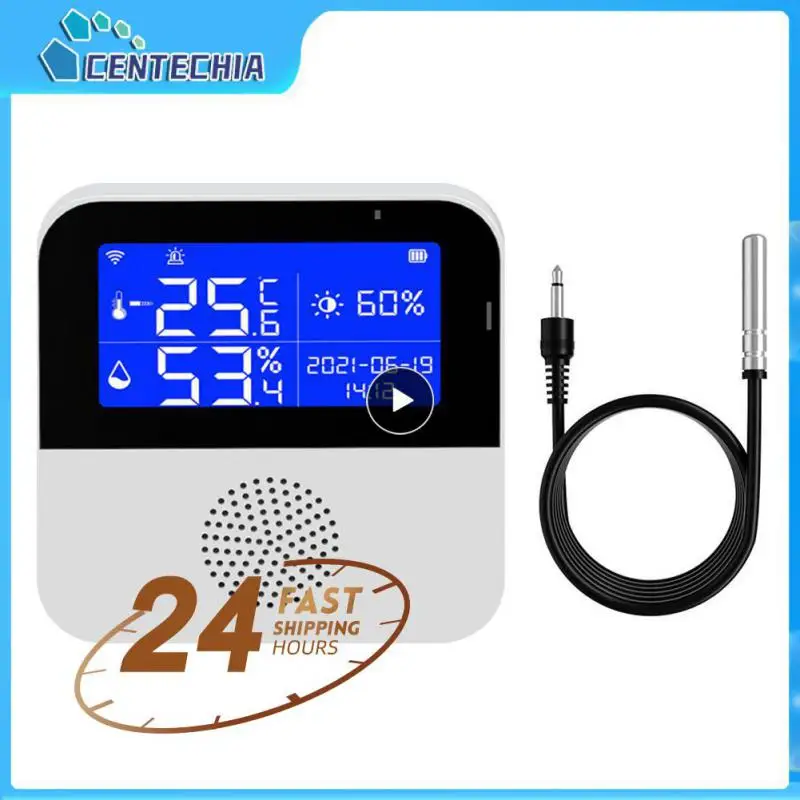 

1~8PCS Temperature Humidity Sensor Backlight Lcd Display Thermometer Detector Wifi Hygrometer Work With Assistant Alarm