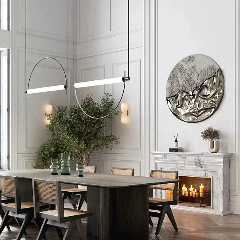 

Modern Style LED Hanging Lamps Creative Minimalist Chandelier Designer Living Room Villa Lobby Ceiling Light Home Decor Lighting
