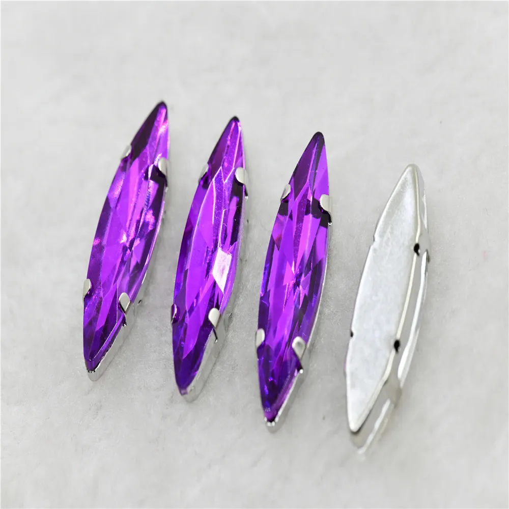 10x35mm Navette stones Christmas style silver claw setting solder for jewelry or dress shoes sew on