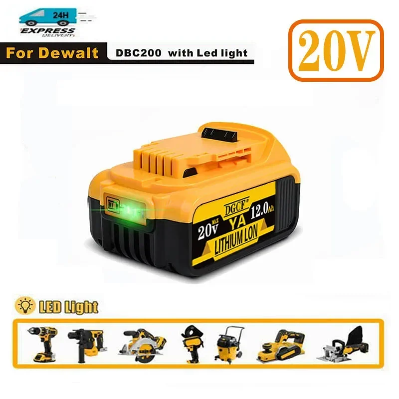 New 100% Original 12000mAh 20V for Dewalt Power Tool Battery DCB206 20V 6.0Ah Battery DCB206 20V Battery DCB205 DCB200