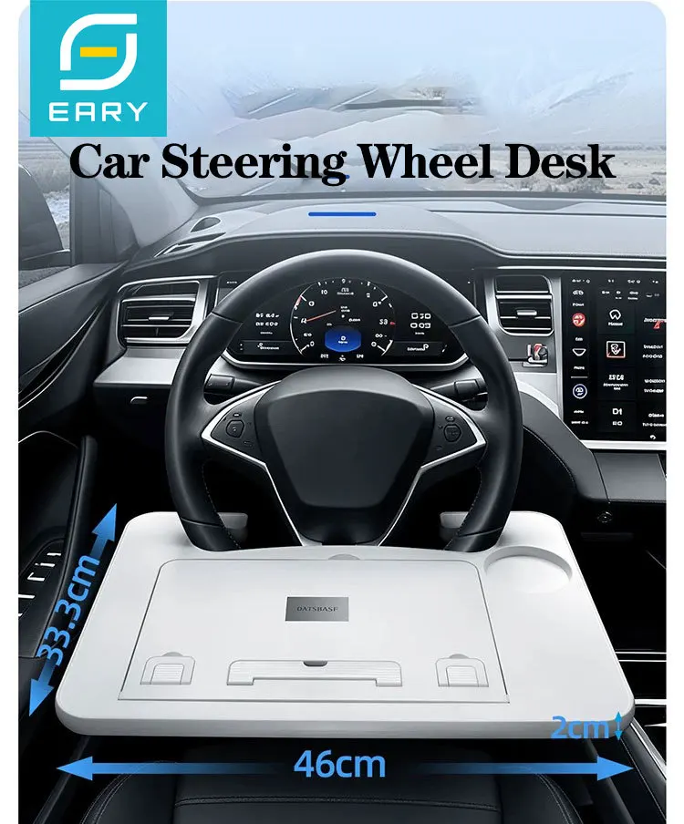 Eary Car Steering Wheel Desk Portable Laptop Holder Foldable Food Tray Board Table For Eating Drinking Travel Car Accessories
