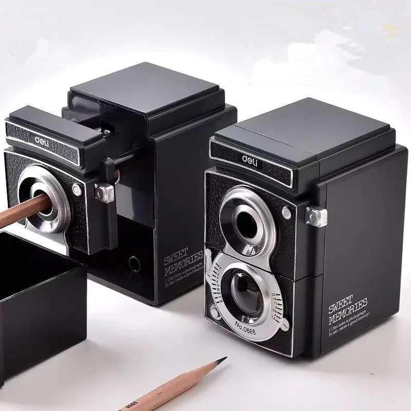 

Retro Vintage Camera Pencil Sharpener Mechanical Manual Hand Cranking Stat Sharpener Electric