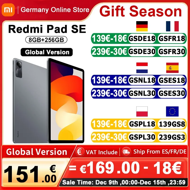 Global Version Xiaomi Redmi Pad SE Tablet Snapdragon®680 11 inch 90Hz Display 8000mAh Battery 8MP Reverse Camera