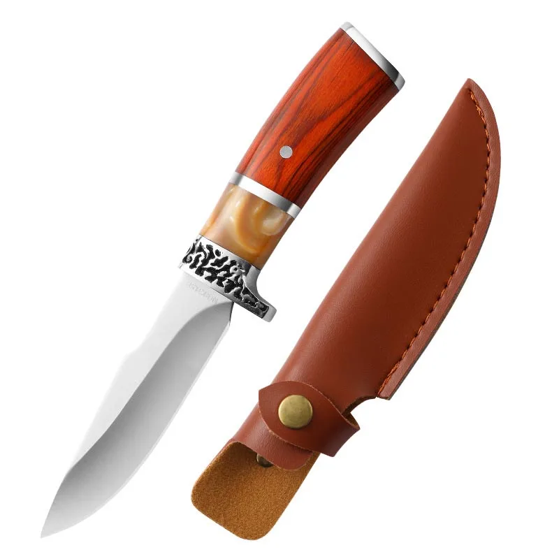 high hardness blade  wood fixed knife outdoor knife camping knife with sheath