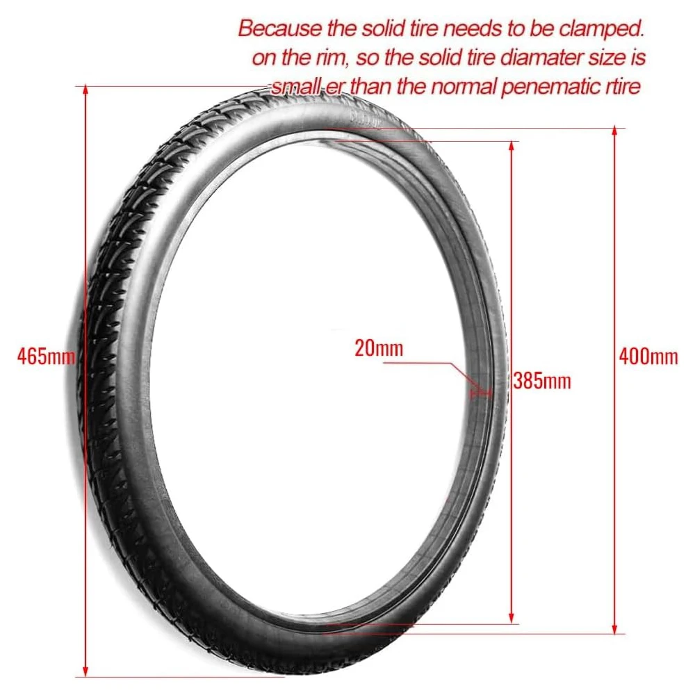 CATAZER 20 Inch Bicycle Airless Solid Tires 20x1.75/1.95 Tires Anti-slip Black Breakproof Bike Tires Riding BMX / Kids\'Bikes