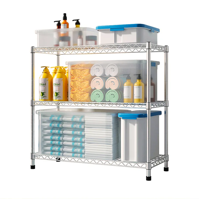 

Stainless steel bathroom rack 3 layer floor to ceiling layered storage finishing towel bath towel