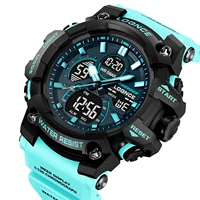 LOQNCE, reloj electrónico informal deportivo a la moda para hombre, pantalla Digital Dual, correa de silicona, relojes luminosos con alarma a prueba de agua para hombre