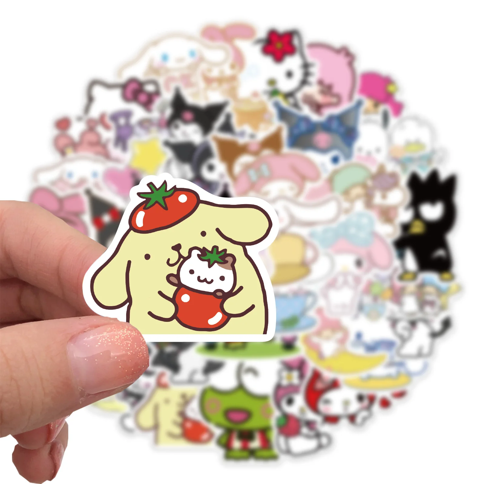 50pcs Blend Sanrio Sticker Pack Waterproof Laptop Skin Sanrio Anime Stickers Cute Phone Case Kawaii Packaging DIY Scrapbooking