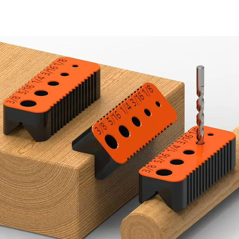 Drill Guide For 4-10mm 3/8 5/16 1/4 1/8 Holes Drill Bit DIY PROJECT Drill Jig Block Joints Tool Portable Keychain Design