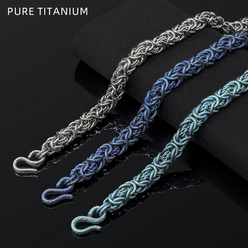 

Handmade Pure Titanium Dragon Chain Necklace for Men Retro Ultra Light Anti-Allergy Twist Cuban Chain Keel Chain Jewellery Gift