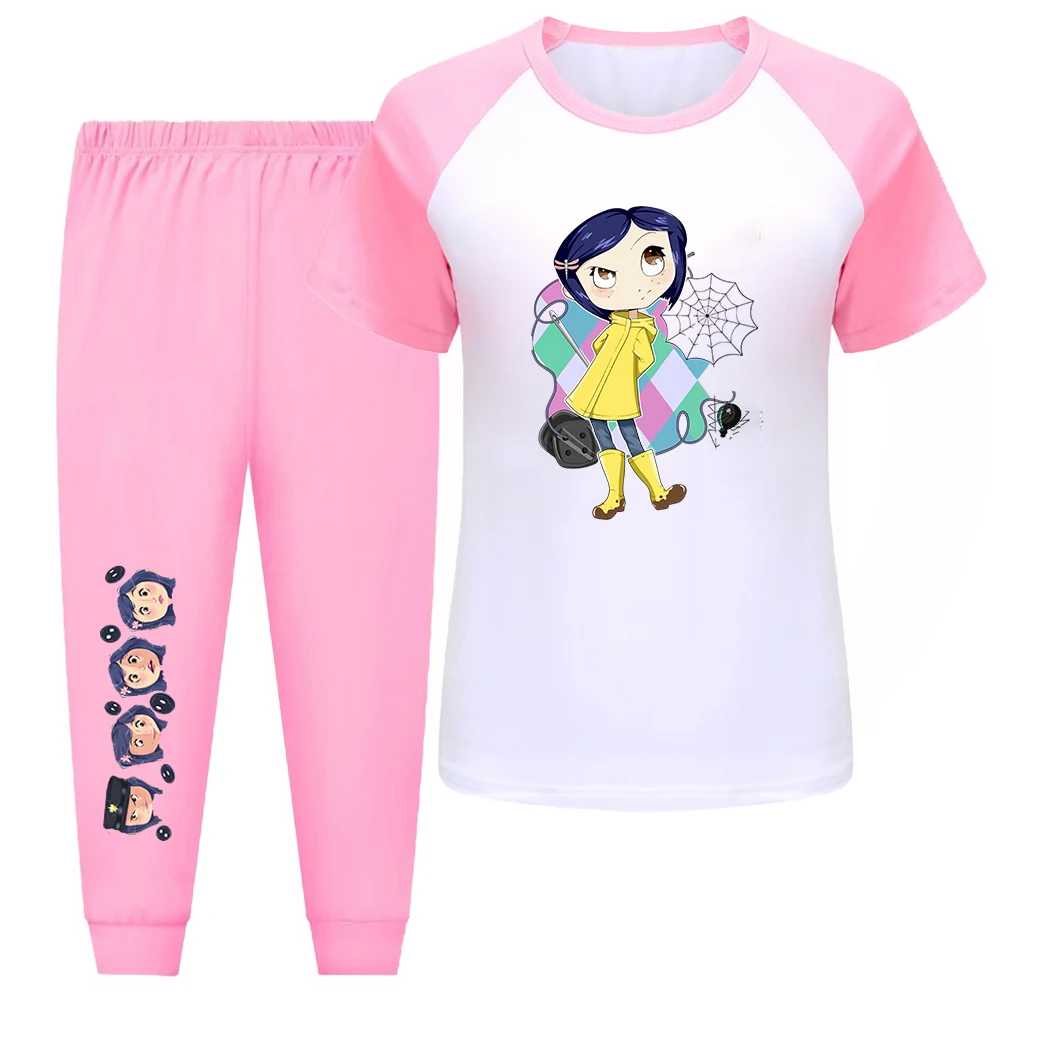 Coraline, pijamas para estudiantes de primaria y niñas, pijamas para niños, ropa de casa para niños, ropa de dormir de verano para niños y adolescentes