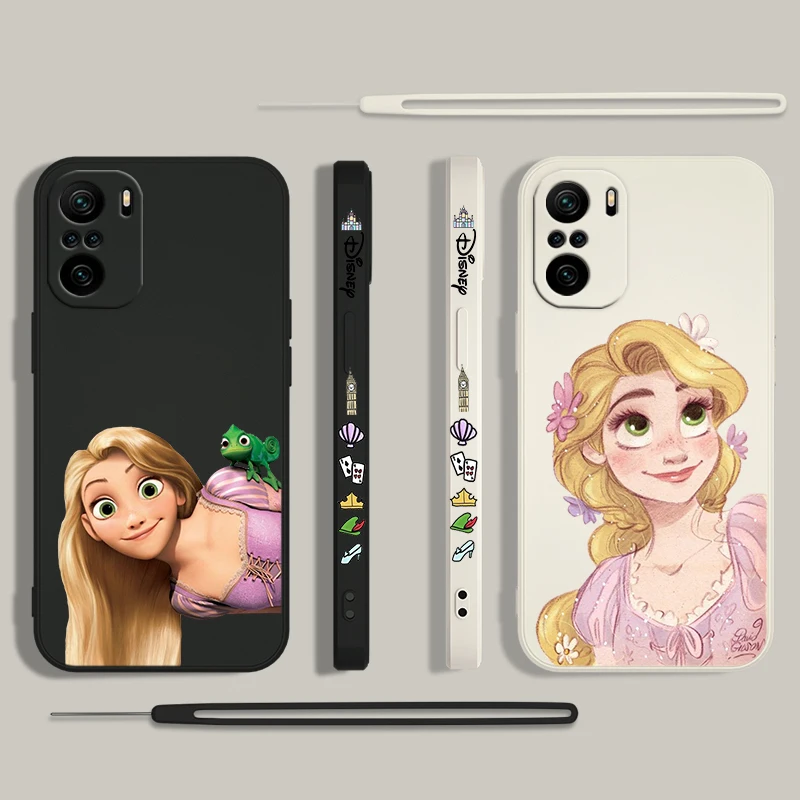 Tangled Disney Princess For Xiaomi Redmi Note 13 12 12Pro 11 11S 11T 10S 10 Pro Plus 5G Liquid Left Rope Phone Case